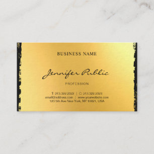 Carte De Visite Luxueux Black Gold Elégant Script moderne Plain