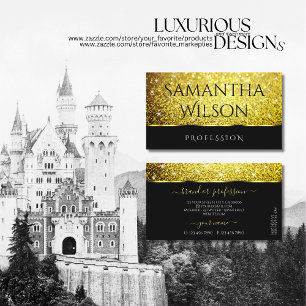 Carte De Visite Luxueux Black Gold Parties scintillant Étoiles Exc