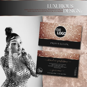 Carte De Visite Luxueux Black Rose Gold Parties scintillant étoile