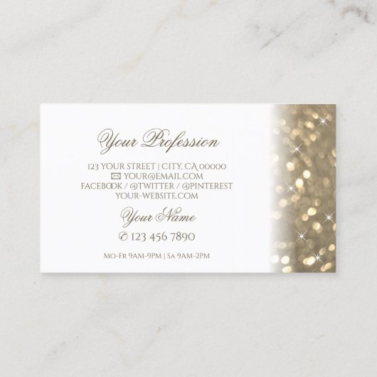 Carte De Visite Luxueux blanc et or Parties scintillant scintillan (Dos)