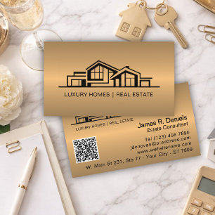 Carte De Visite Luxueux Bronze Or Immobilier Chic Professionnel