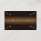 Carte De Visite Luxueux Brown foncé avec bordure or et monogramme (Devant)