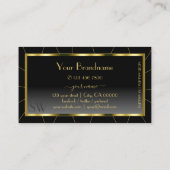 Carte De Visite Luxueux cadre or noir Gradient avec Monogramme (Dos)