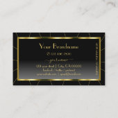 Carte De Visite Luxueux Cool Gold Frame Black Gradient avec logo (Dos)