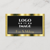 Carte De Visite Luxueux Cool Gold Frame Black Gradient avec logo (Devant)
