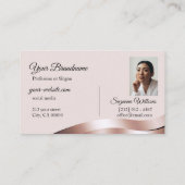 Carte De Visite Luxueux décor Rose Waved Gold avec Photo Deluxe (Dos)