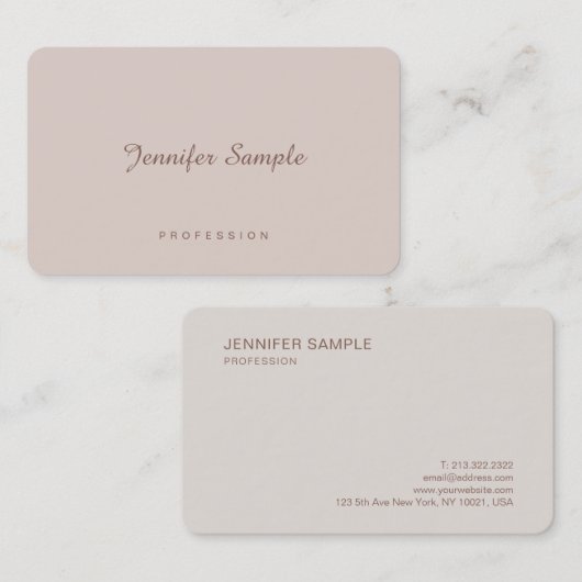 Carte De Visite Luxueux Design élégant Script Simple Modèle (Devant / Derrière)