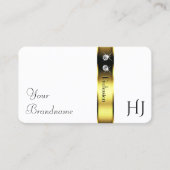 Carte De Visite Luxueux Diamants Décoratifs Or Blanc Monogramme (Devant)