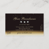 Carte De Visite Luxueux Gold Brown Sparkling Diamonds Initiales (Dos)