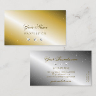 Carte De Visite Luxueux Gold Silver Sparkling Diamonds Luxe Glam