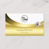 Carte De Visite Luxueux Gold White avec logo et Sparkle Diamond (Devant)