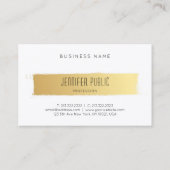 Carte De Visite Luxueux Gold White Moderne Modèle professionnel (Dos)