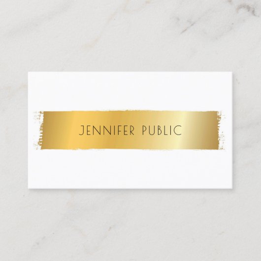 Carte De Visite Luxueux Gold White Moderne Modèle professionnel (Devant)