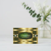 Carte De Visite Luxueux Golden avec Motifs en marbre vert foncé (Debout devant)