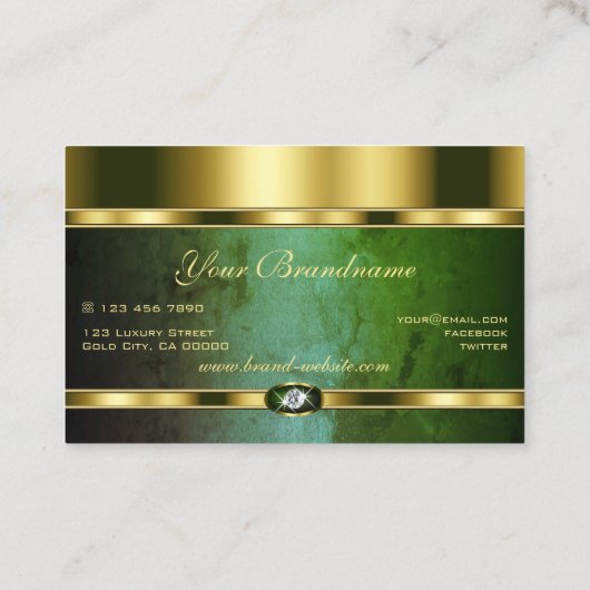 Carte De Visite Luxueux Golden avec Motifs en marbre vert foncé (Dos)