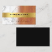 Carte De Visite Luxueux Marbre Bois Or Élégant Professionnel (Devant / Derrière)