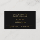 Carte De Visite Luxueux Monogramme Gold & Black Photographie (Dos)