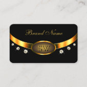 Carte De Visite Luxueux noir et or avec diamants Monogram (Devant)