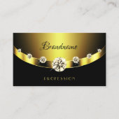 Carte De Visite Luxueux or et noir bijoux étincelant Diamants (Devant)