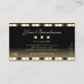Carte De Visite Luxueux or noir brillant Diamants Monogramme (Dos)