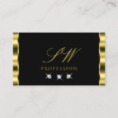 Carte De Visite Luxueux or noir brillant Diamants Monogramme (Devant)