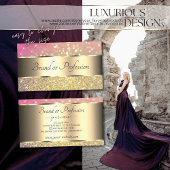 Carte De Visite Luxueux or rose violet Parties scintillant Étoiles