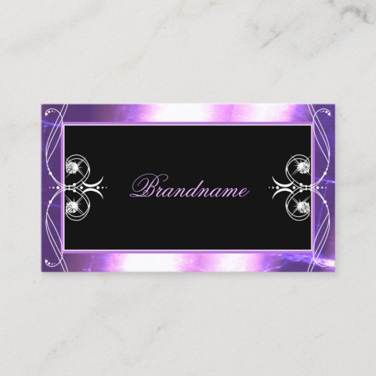 Carte De Visite Luxueux Orné Noir pourpre Bijoux étincelant (Devant)