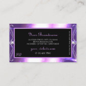 Carte De Visite Luxueux Orné Noir Violet Joyaux Étincelles Initial (Dos)