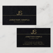 Carte De Visite Luxueux Premium noir élégant Monogramme moderne (Devant / Derrière)