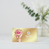 Carte De Visite Luxueux rose et or glam chic (Debout devant)