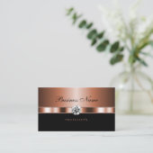 Carte De Visite Luxueux Rose Gold Black avec Faux Rhinestones (Debout devant)