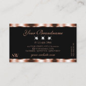Carte De Visite Luxueux Rose Gold Black Sparkle Bijoux Initiales (Dos)