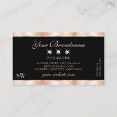 Carte De Visite Luxueux Rose Gold Black Sparkle Bijoux Initiales (Dos)