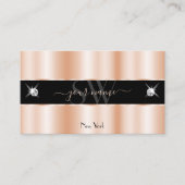 Carte De Visite Luxueux Rose Gold Black Sparkle Bijoux Initiales (Devant)