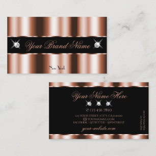 Carte De Visite Luxueux Rose Gold Black Sparkle Jewels Luxe Glam
