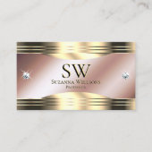 Carte De Visite Luxueux Rose Gold brillant Diamants et Monogramme (Devant)