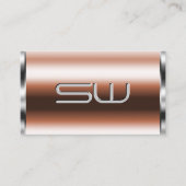 Carte De Visite Luxueux Rose Gold et Silver avec Initiales 3D (Devant)