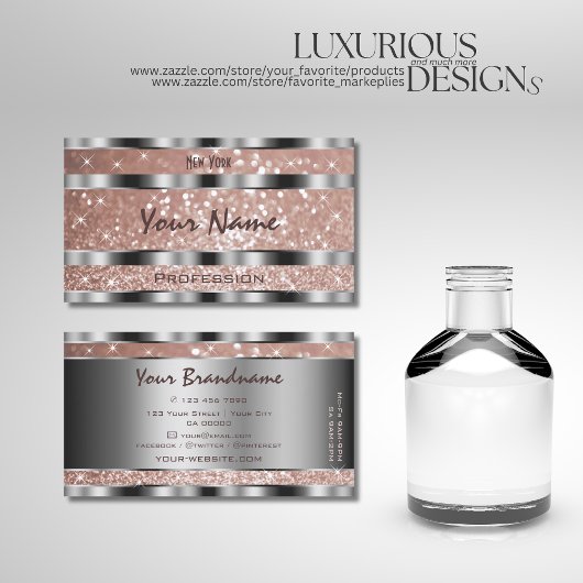 Carte De Visite Luxueux Rose Gold Parties scintillant étoiles Silv
