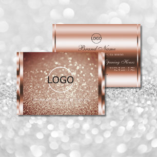Carte De Visite Luxueux Rose Gold Parties scintillant Sparkle Logo