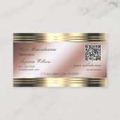 Carte De Visite Luxueux Rose Gold Shiny Diamonds Logo QR Code (Dos)