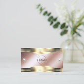 Carte De Visite Luxueux Rose Gold Shiny Diamonds Logo QR Code (Debout devant)