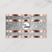 Carte De Visite Luxueux Rose Gold Silver Parties scintillant Stars (Devant)