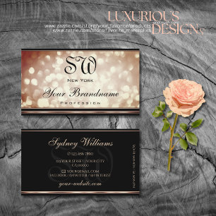 Carte De Visite Luxueux Rose Gold Sparkle Parties scintillant noir