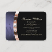Carte De Visite Luxueux Rose Noir Or Bleu Bijoux Monogramme (Dos)