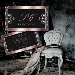 Carte De Visite Luxueux Rose noir or étincelant Bijoux Initiales