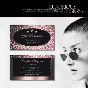 Carte De Visite Luxueux Rose noir or étincelant Parties scintilla