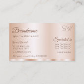 Carte De Visite Luxueux Rose or glamour avec Monogramme moderne (Dos)