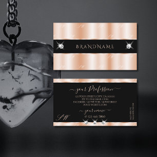 Carte De Visite Luxueux Rose or noir bijoux étincelant Monogramme