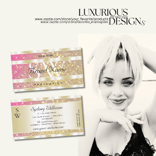 Carte De Visite Luxueux rose violet Parties scintillant or étoiles