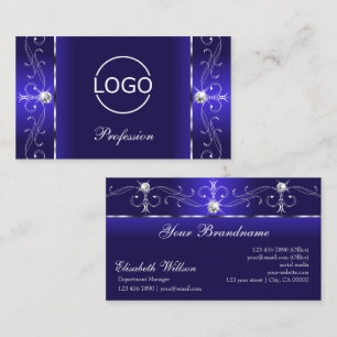 Carte De Visite Luxueux Royal Blue Squiggled Bijoux avec logo